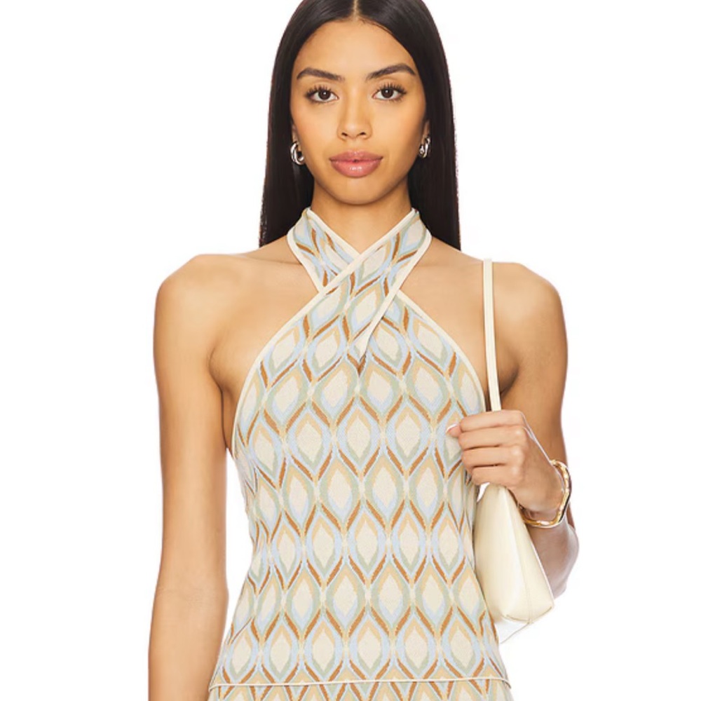 Geometric halter top